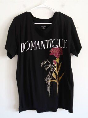 Anthropologie Black Romantique Tee - Size Medium